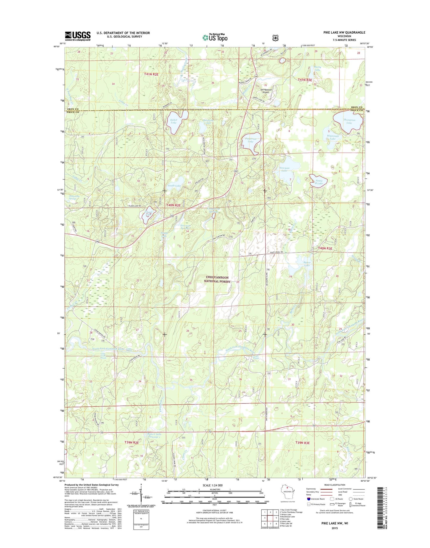 Pike Lake NW Wisconsin US Topo Map Image