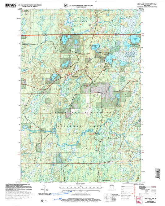 Classic USGS Pike Lake NW Wisconsin 7.5'x7.5' Topo Map Image