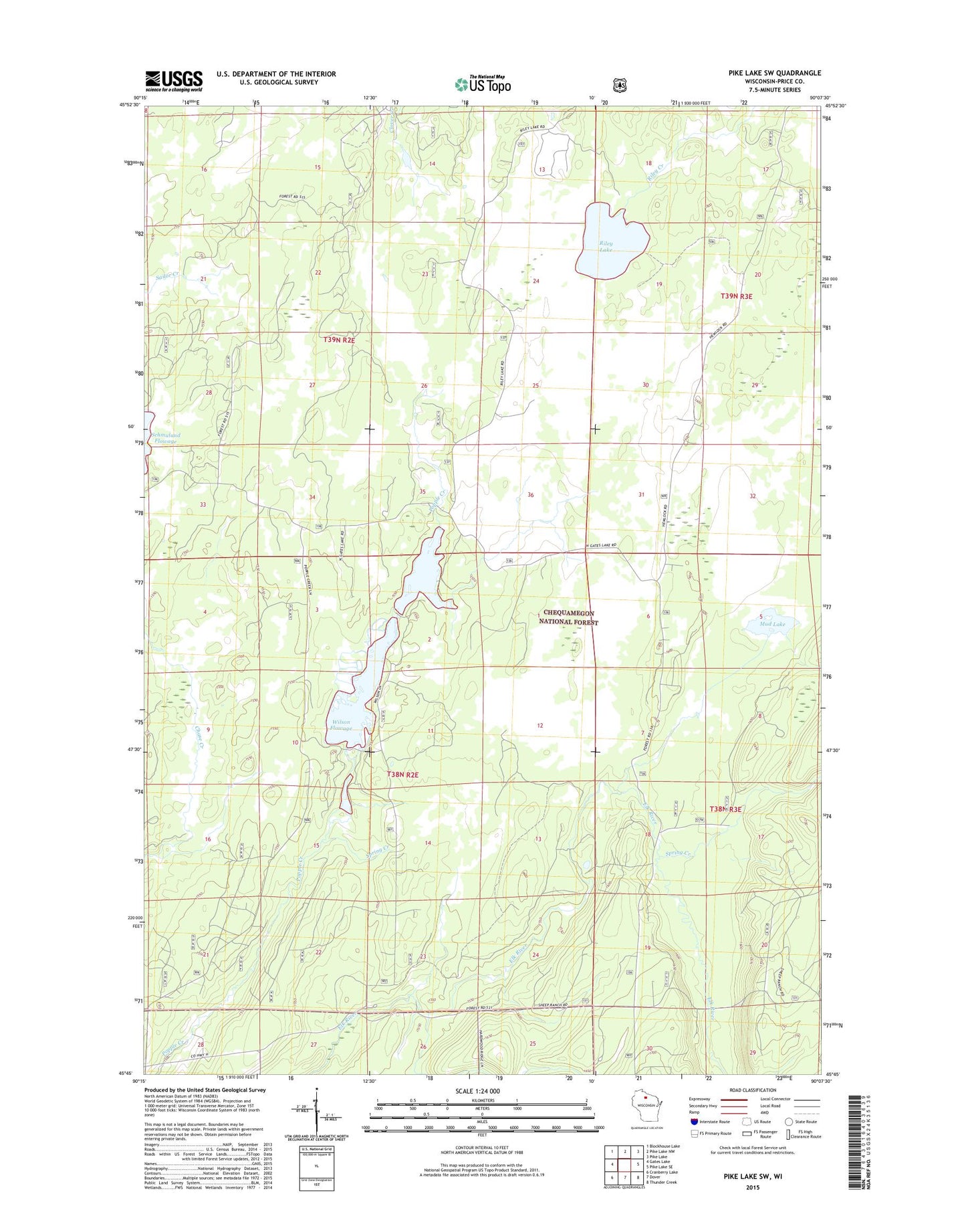 Pike Lake SW Wisconsin US Topo Map Image