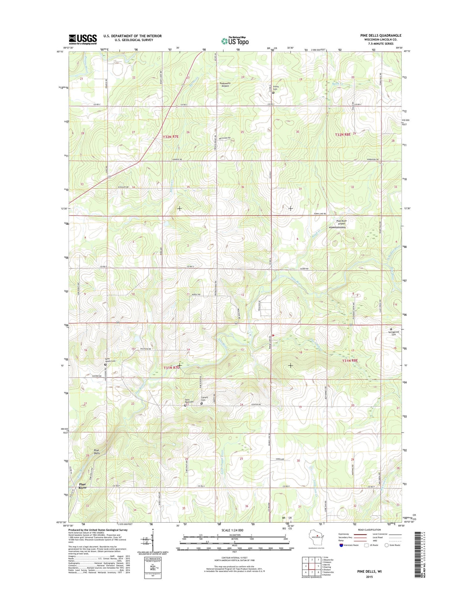 Pine Dells Wisconsin US Topo Map Image