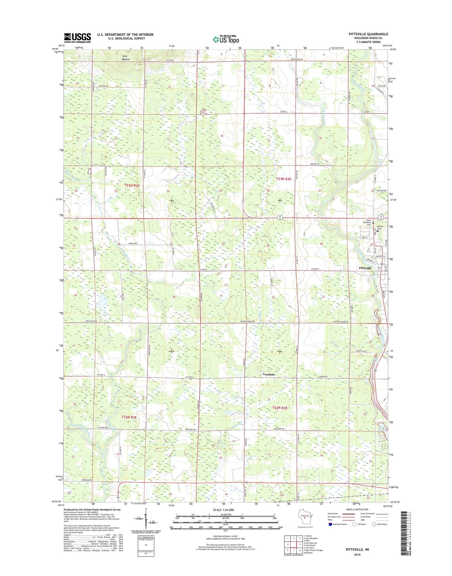 Pittsville Wisconsin US Topo Map Image