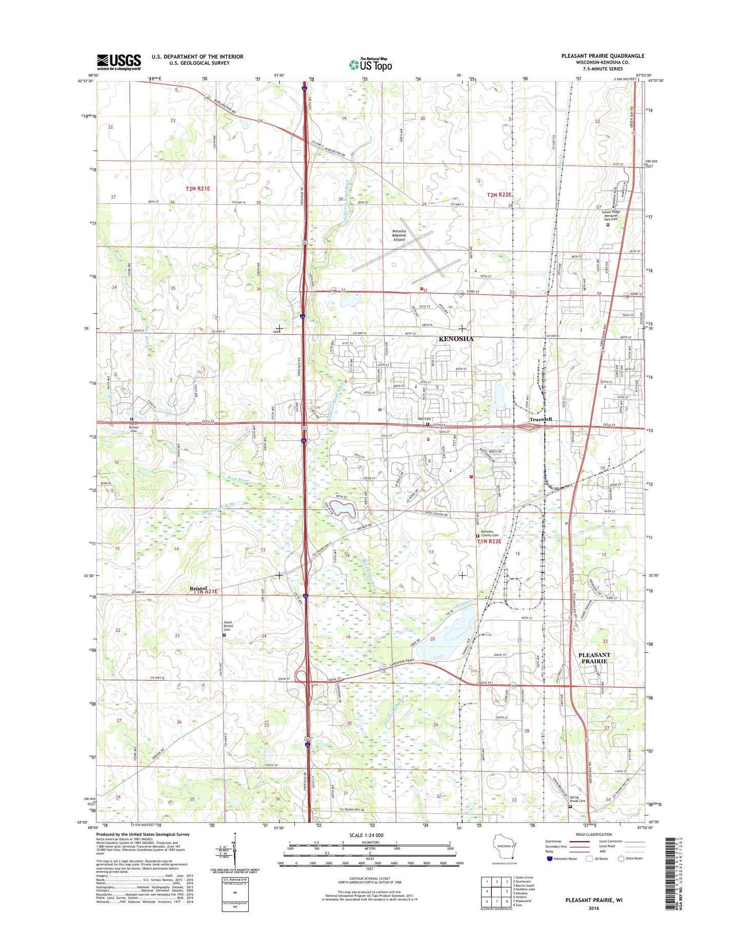Pleasant Prairie Wisconsin US Topo Map Image