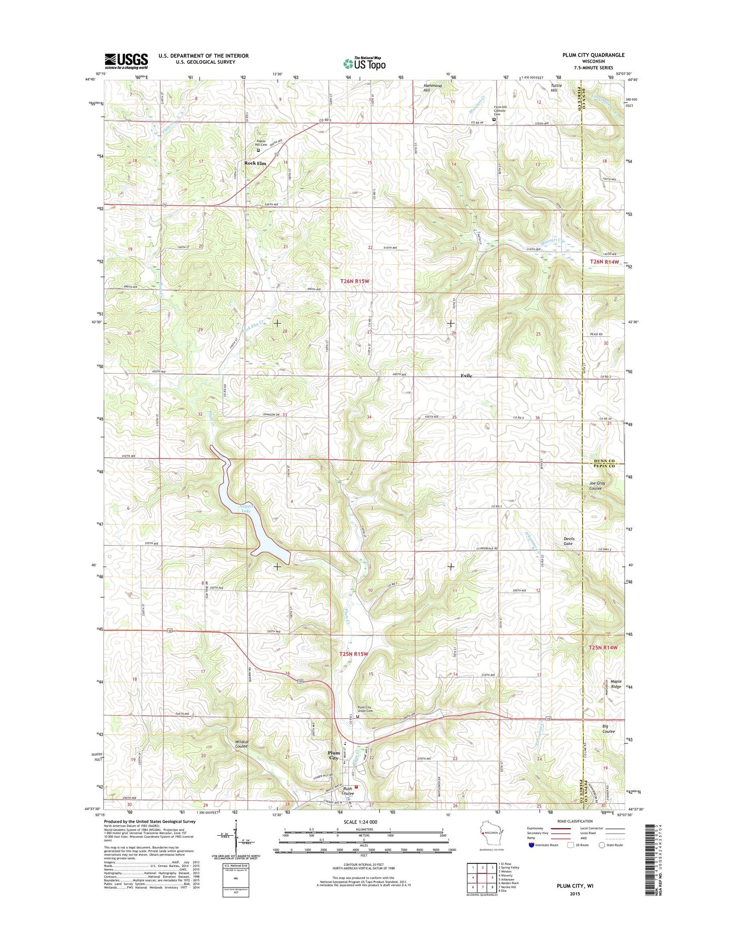 Plum City Wisconsin US Topo Map Image