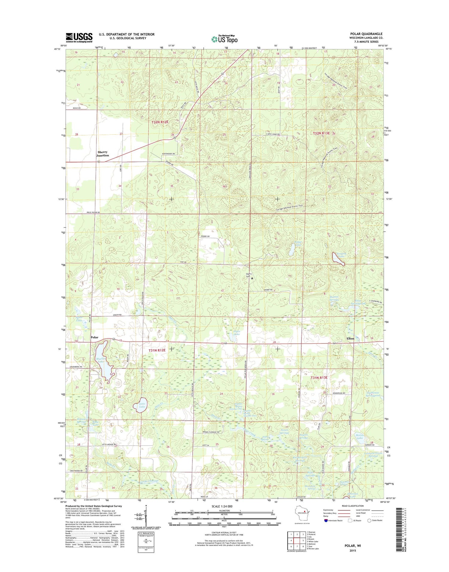 Polar Wisconsin US Topo Map Image