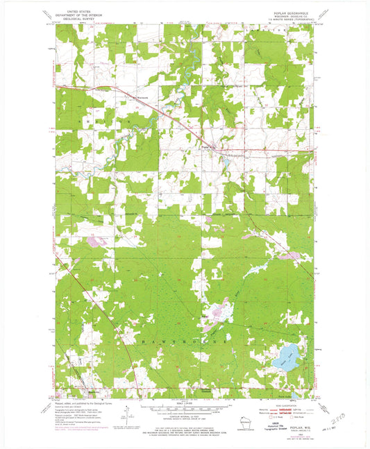 Classic USGS Poplar Wisconsin 7.5'x7.5' Topo Map Image