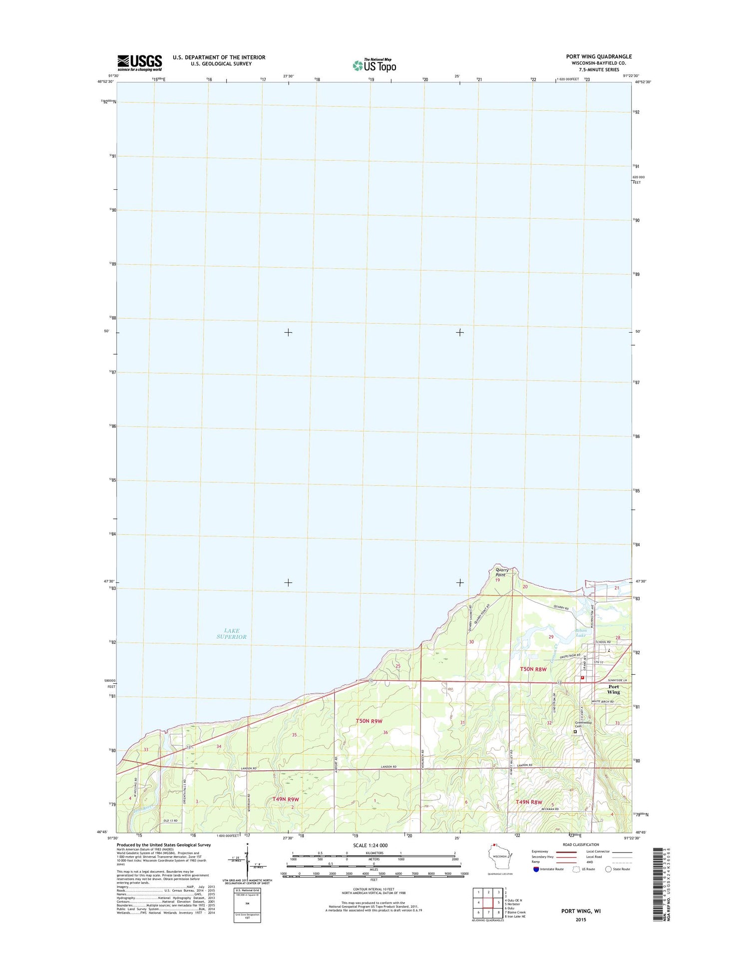 Port Wing Wisconsin US Topo Map Image