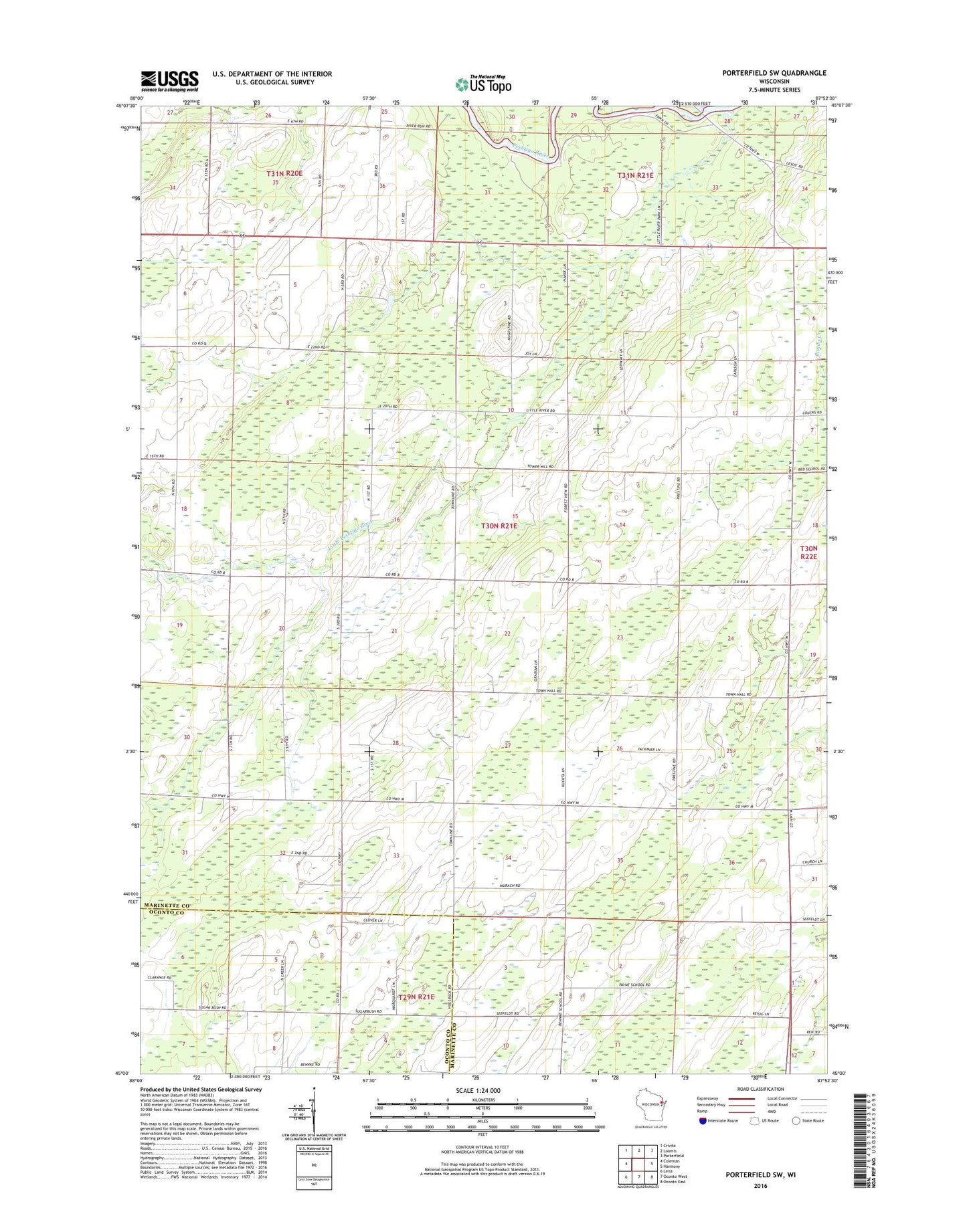 Porterfield SW Wisconsin US Topo Map Image