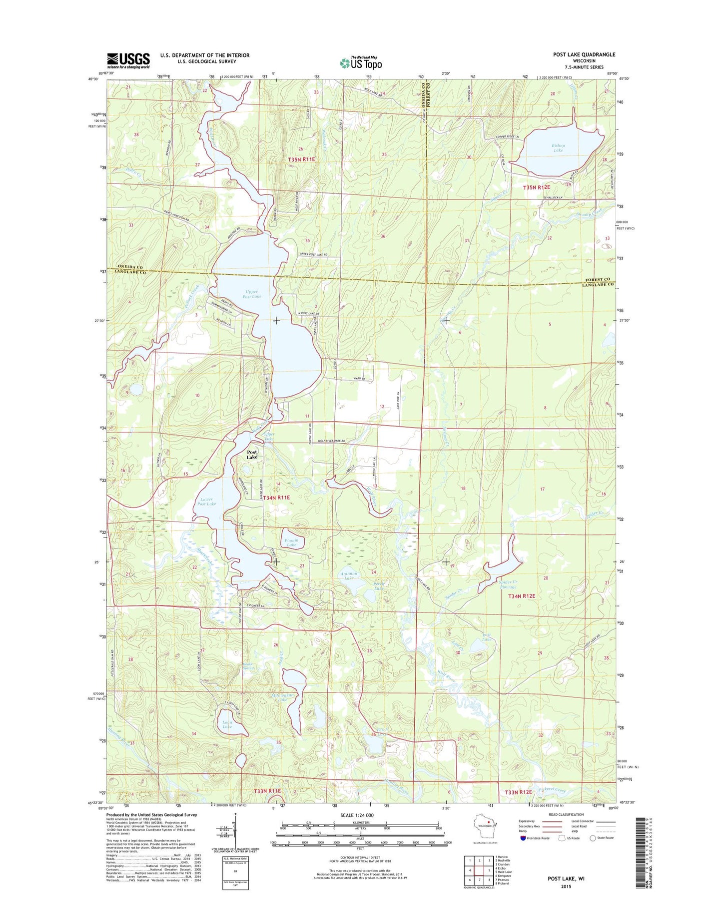 Post Lake Wisconsin US Topo Map Image