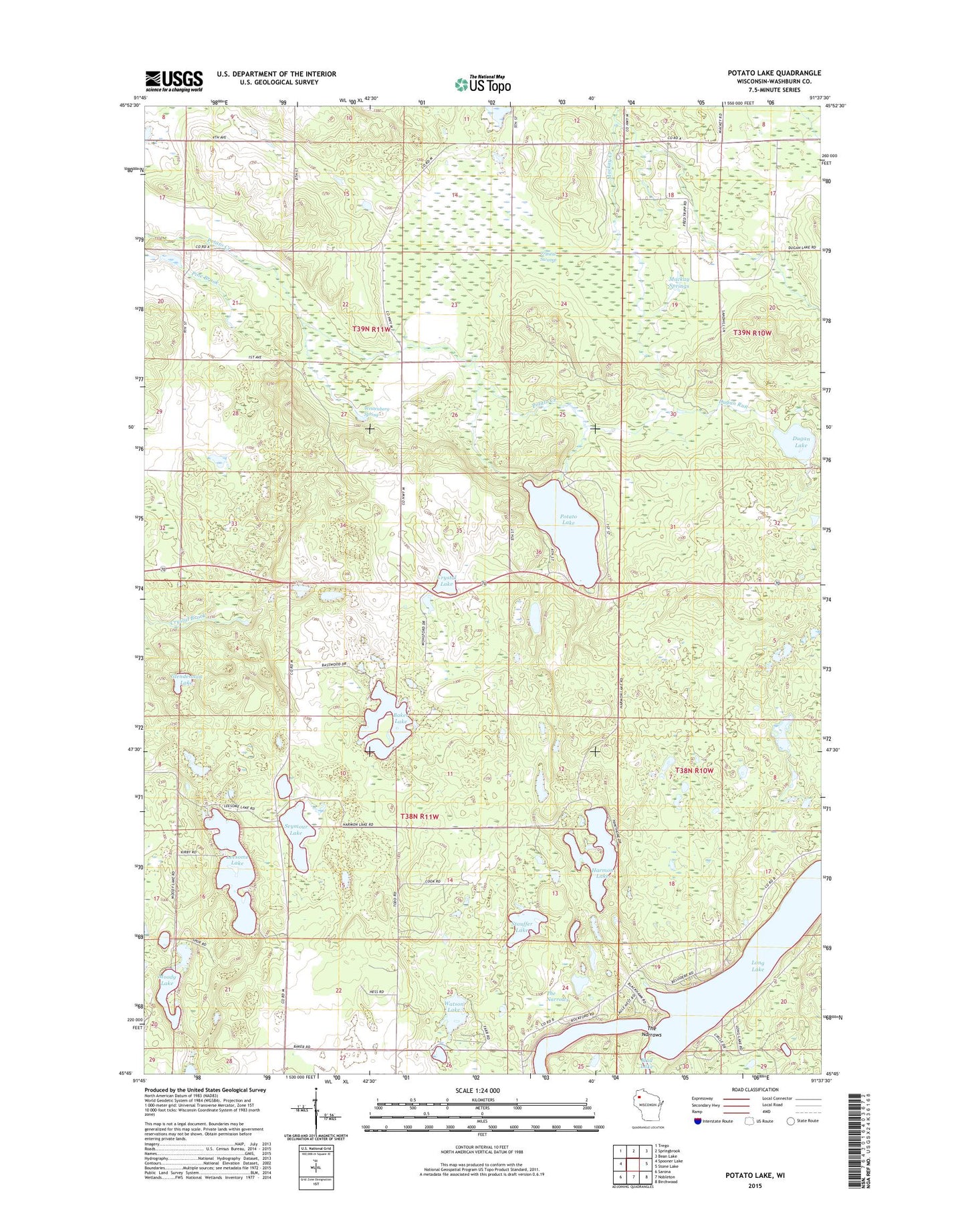 Potato Lake Wisconsin US Topo Map Image