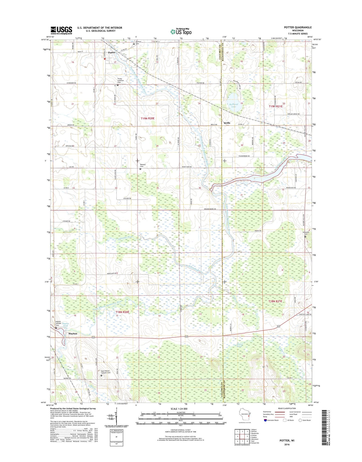 Potter Wisconsin US Topo Map Image