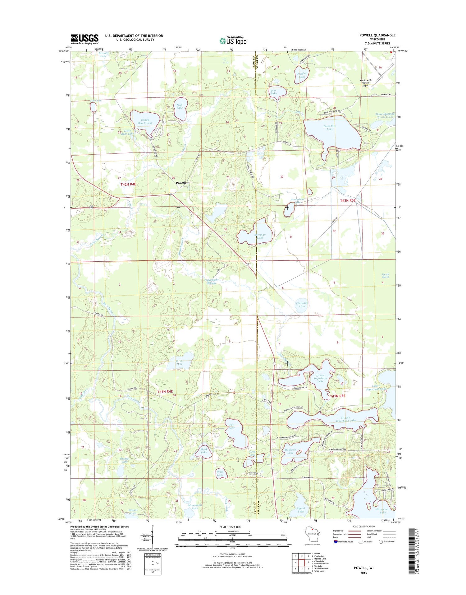 Powell Wisconsin US Topo Map Image