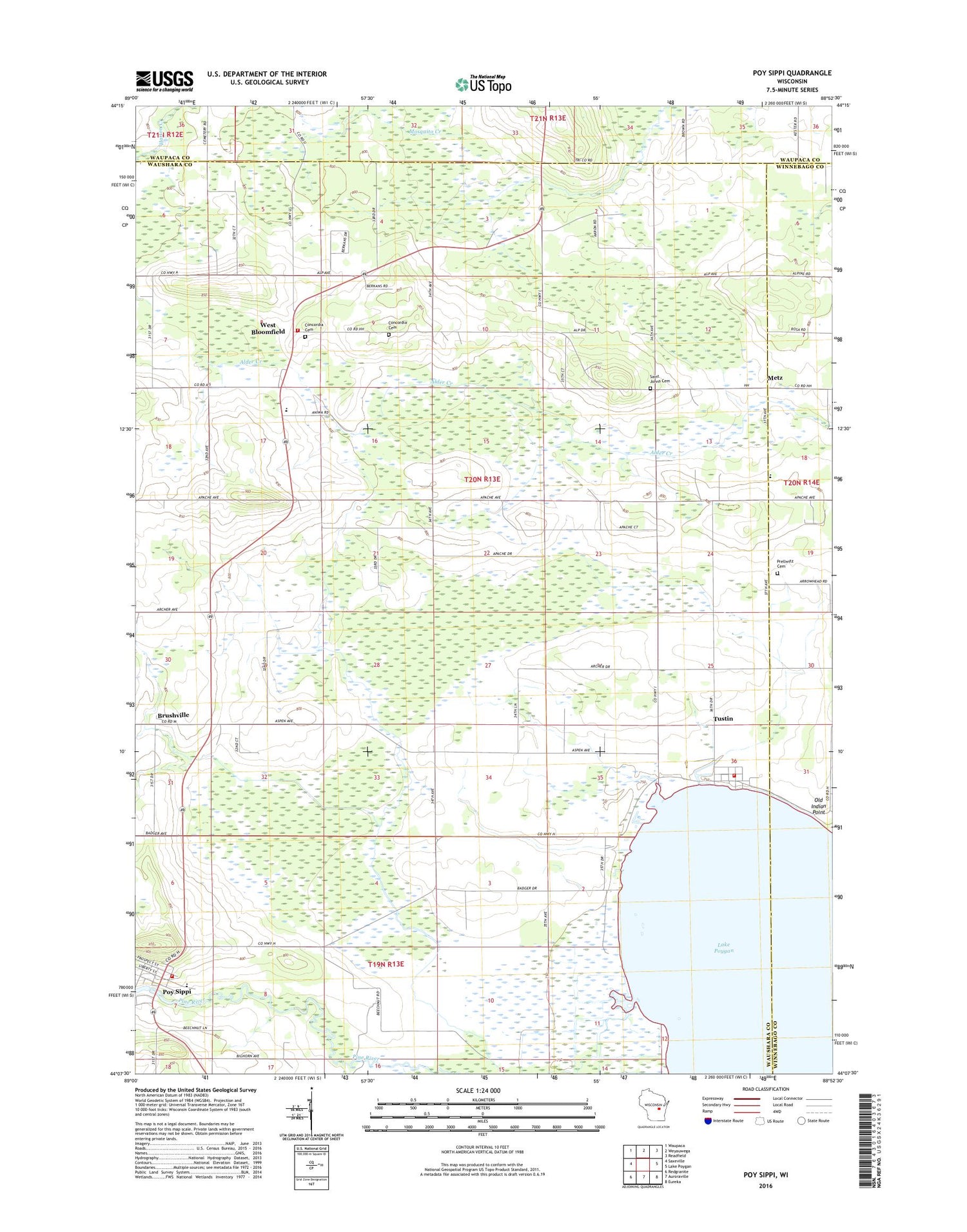 Poy Sippi Wisconsin US Topo Map Image