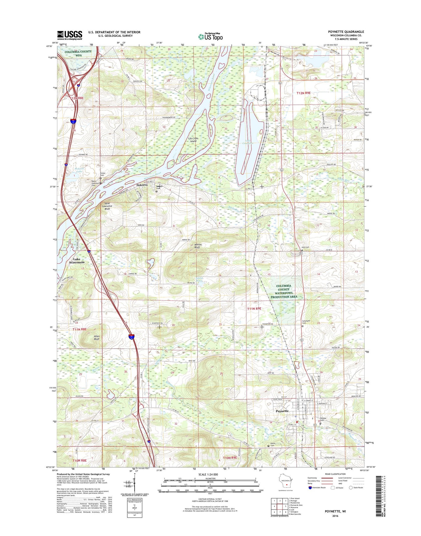 Poynette Wisconsin US Topo Map Image