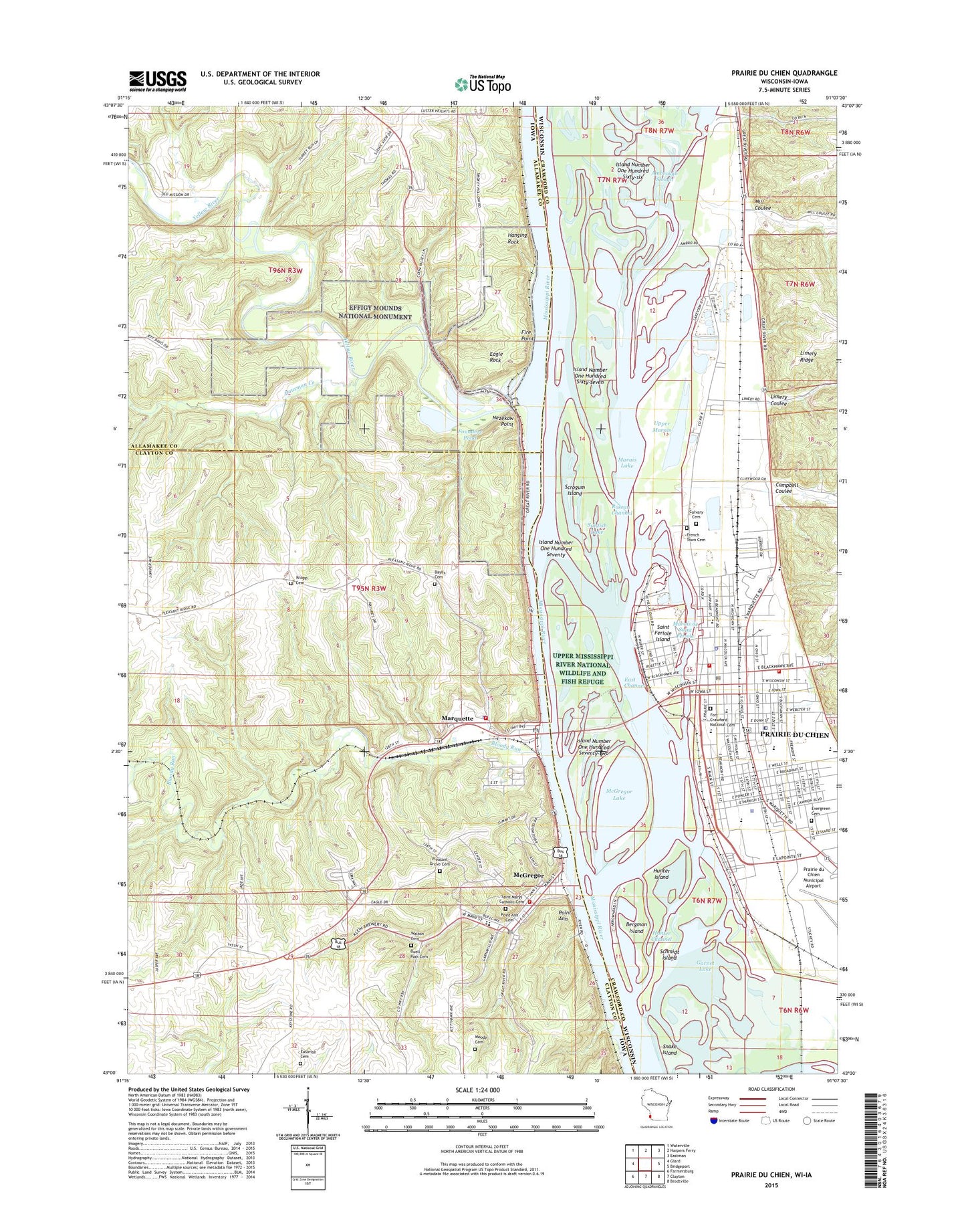 Prairie du Chien Wisconsin US Topo Map Image