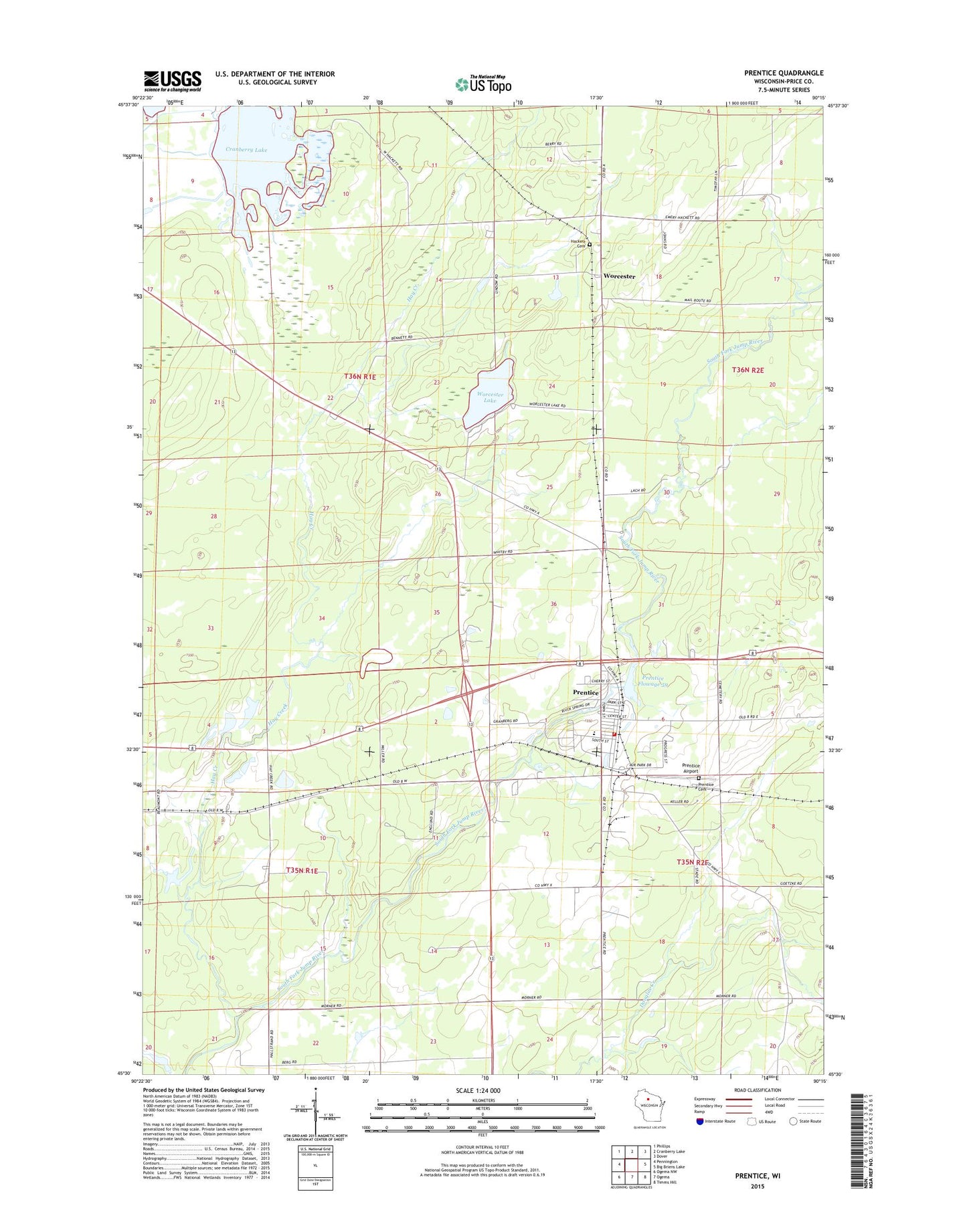 Prentice Wisconsin US Topo Map Image