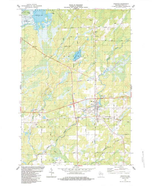 Classic USGS Prentice Wisconsin 7.5'x7.5' Topo Map Image