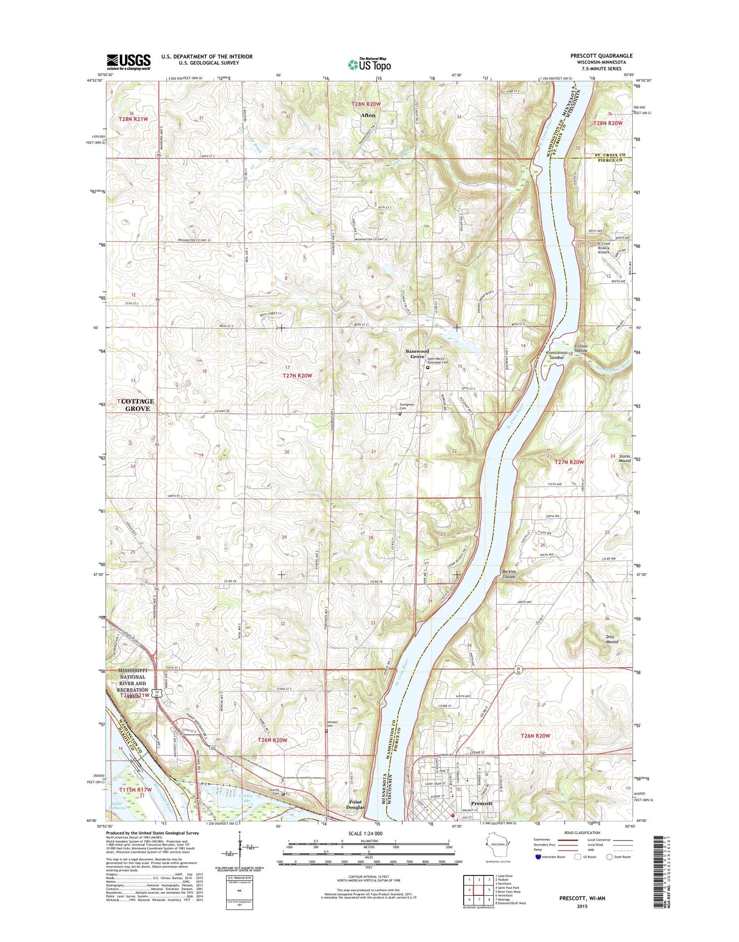 Prescott Wisconsin US Topo Map Image