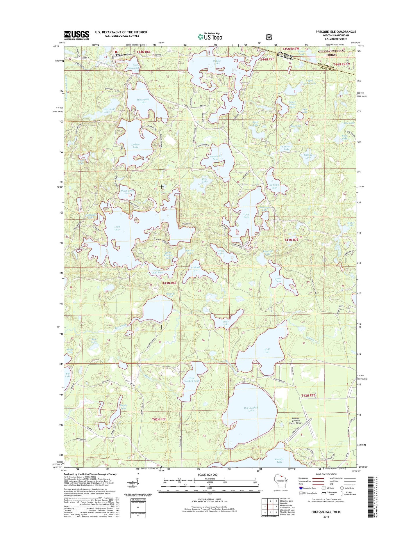 Presque Isle Wisconsin US Topo Map Image