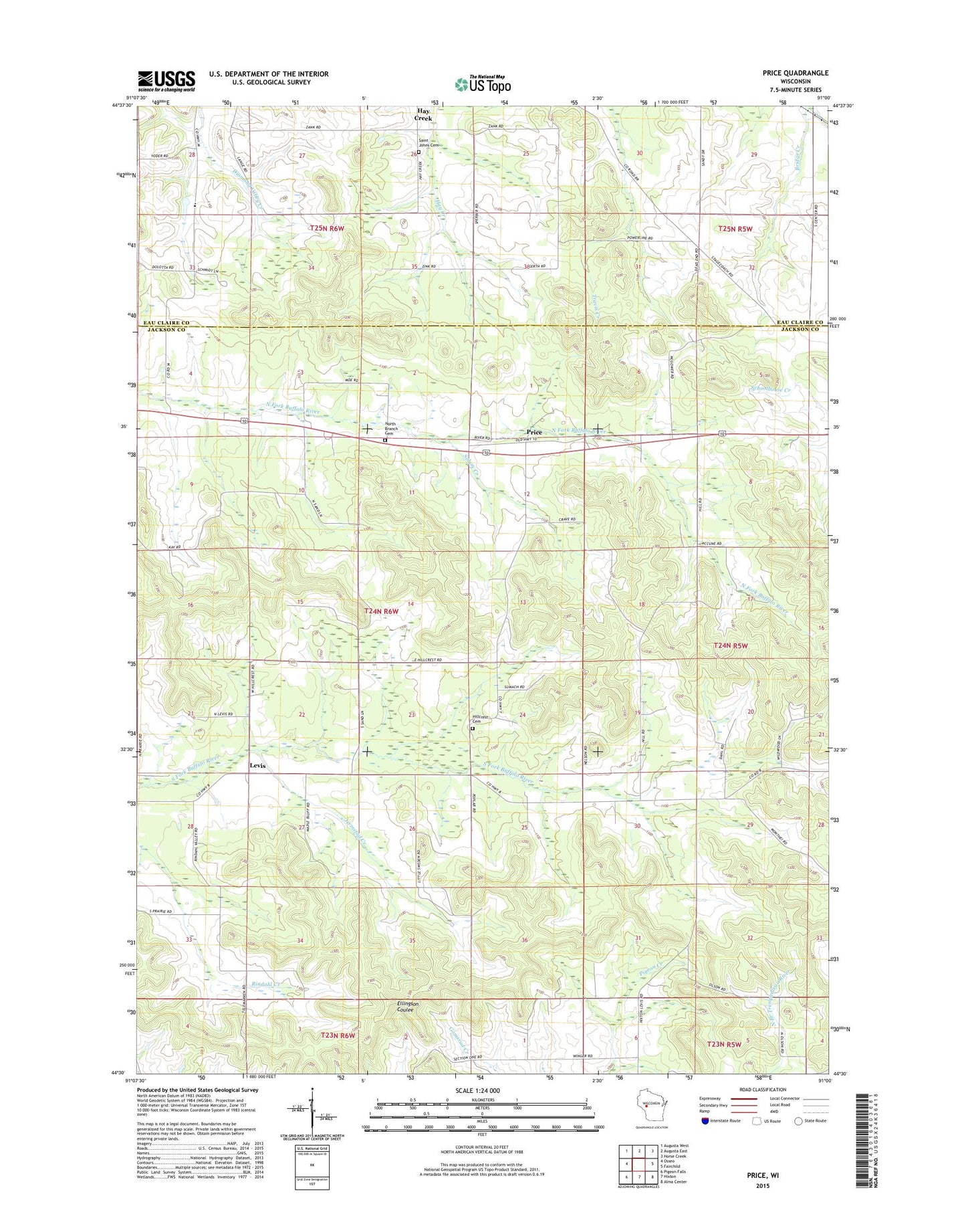 Price Wisconsin US Topo Map Image