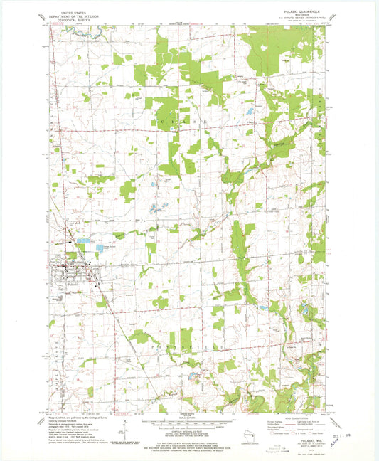 Classic USGS Pulaski Wisconsin 7.5'x7.5' Topo Map Image