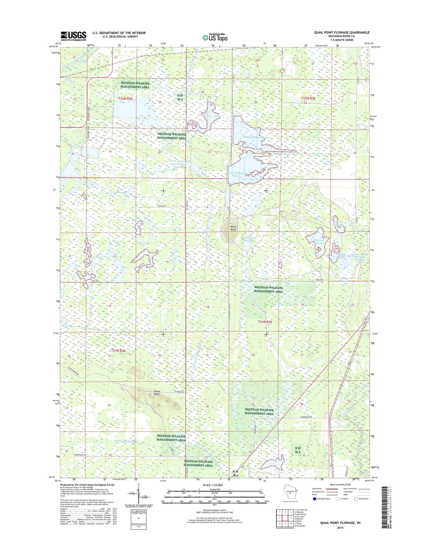 Quail Point Flowage Wisconsin US Topo Map Image