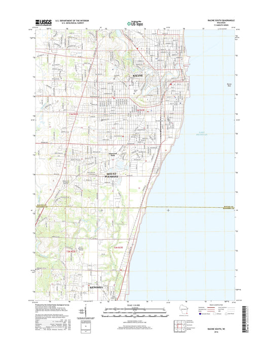 Racine South Wisconsin US Topo Map Image