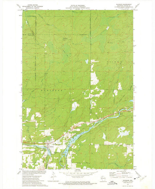 Classic USGS Radisson Wisconsin 7.5'x7.5' Topo Map Image