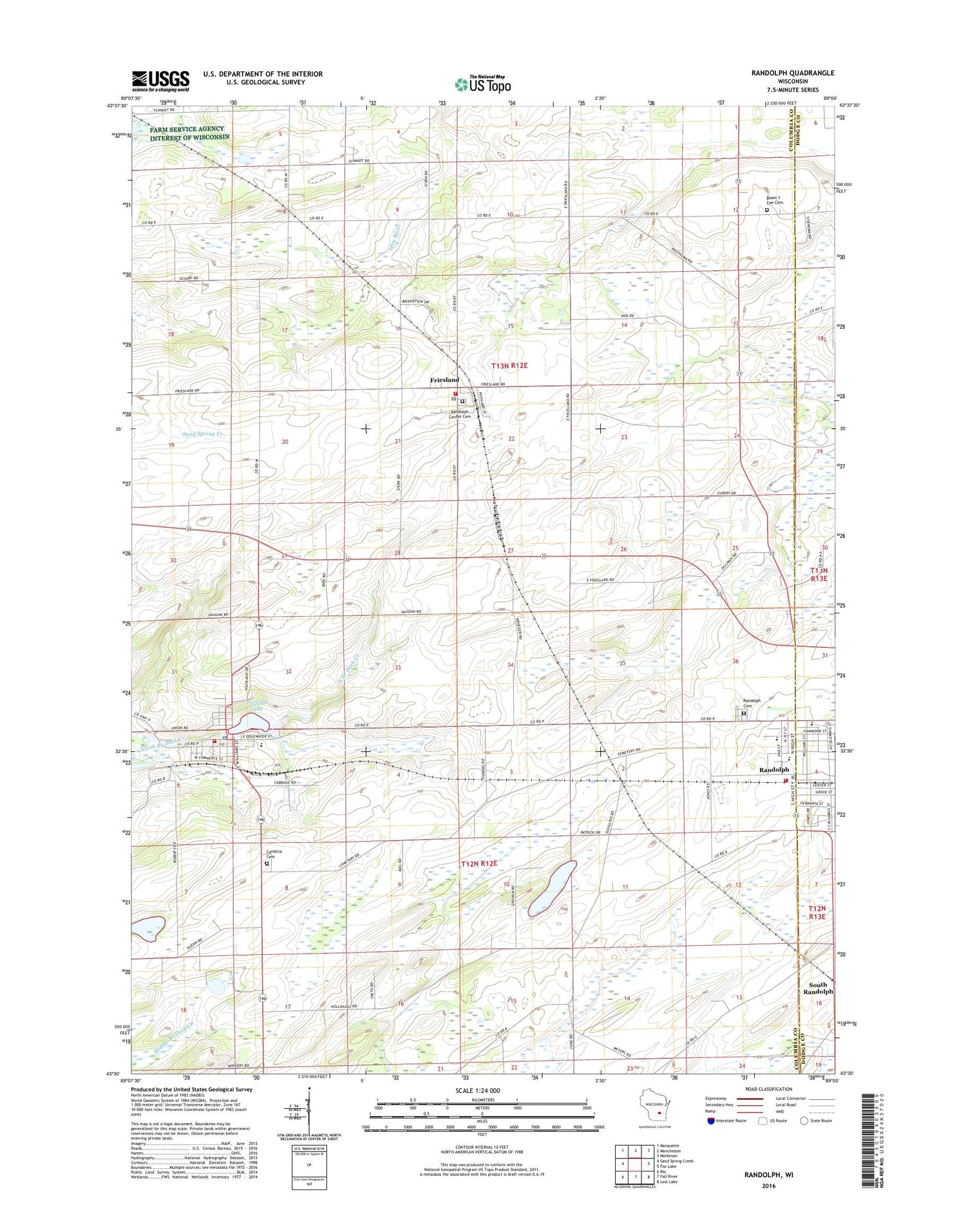 Randolph Wisconsin US Topo Map Image