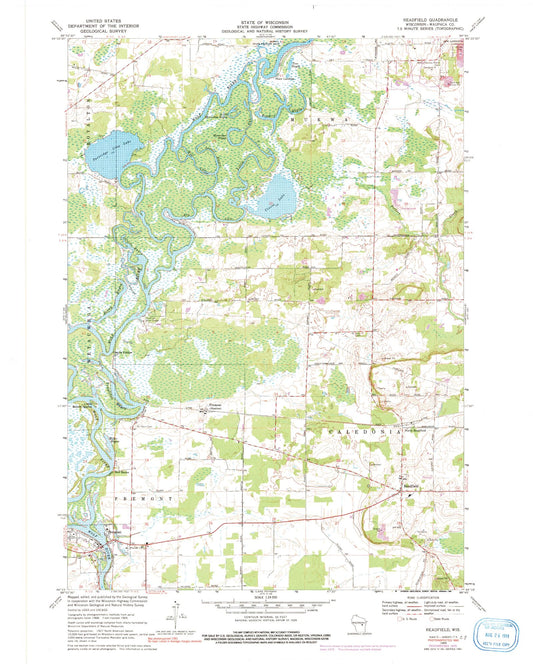Classic USGS Readfield Wisconsin 7.5'x7.5' Topo Map Image