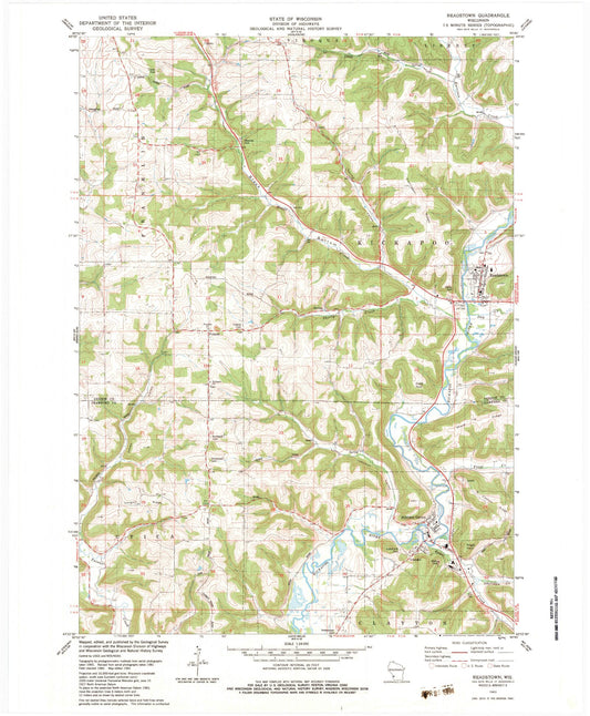 Classic USGS Readstown Wisconsin 7.5'x7.5' Topo Map Image