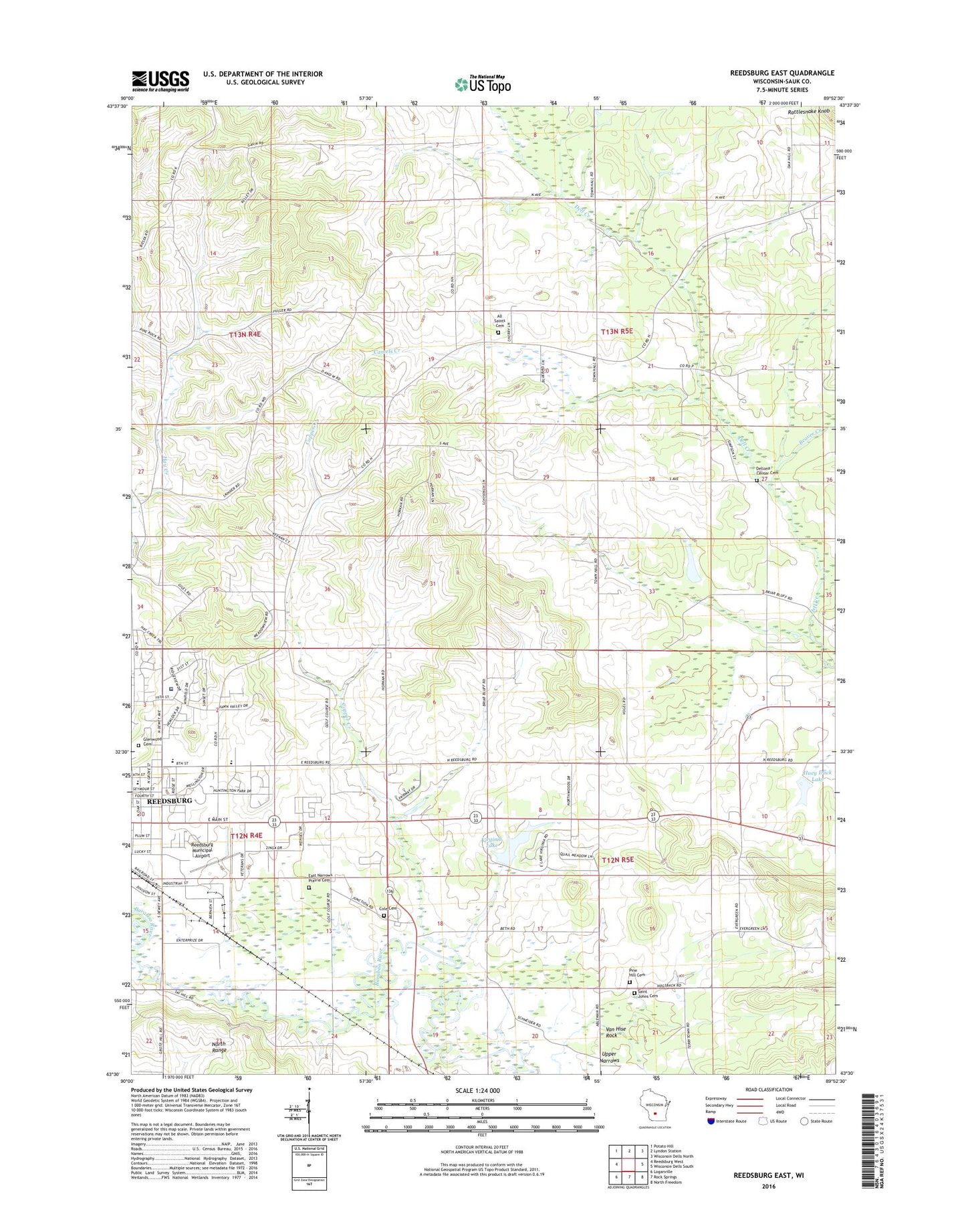 Reedsburg East Wisconsin US Topo Map Image