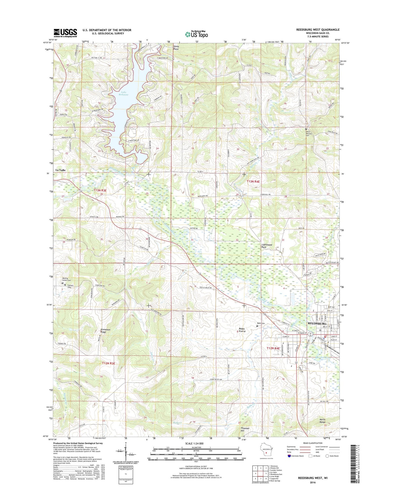 Reedsburg West Wisconsin US Topo Map Image