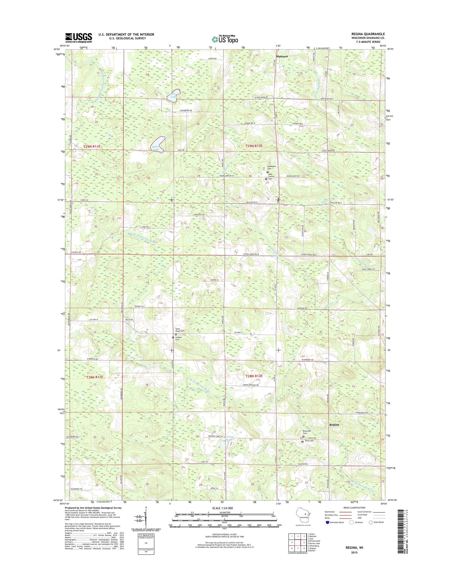 Regina Wisconsin US Topo Map Image