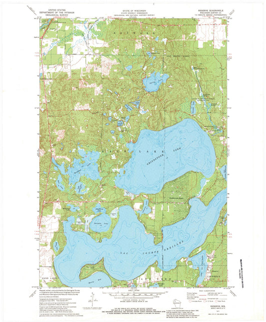 Classic USGS Reserve Wisconsin 7.5'x7.5' Topo Map Image