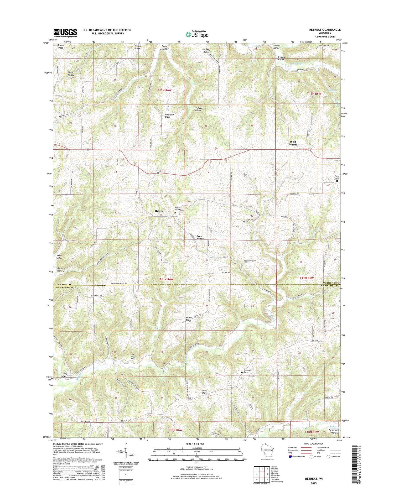 Retreat Wisconsin US Topo Map Image