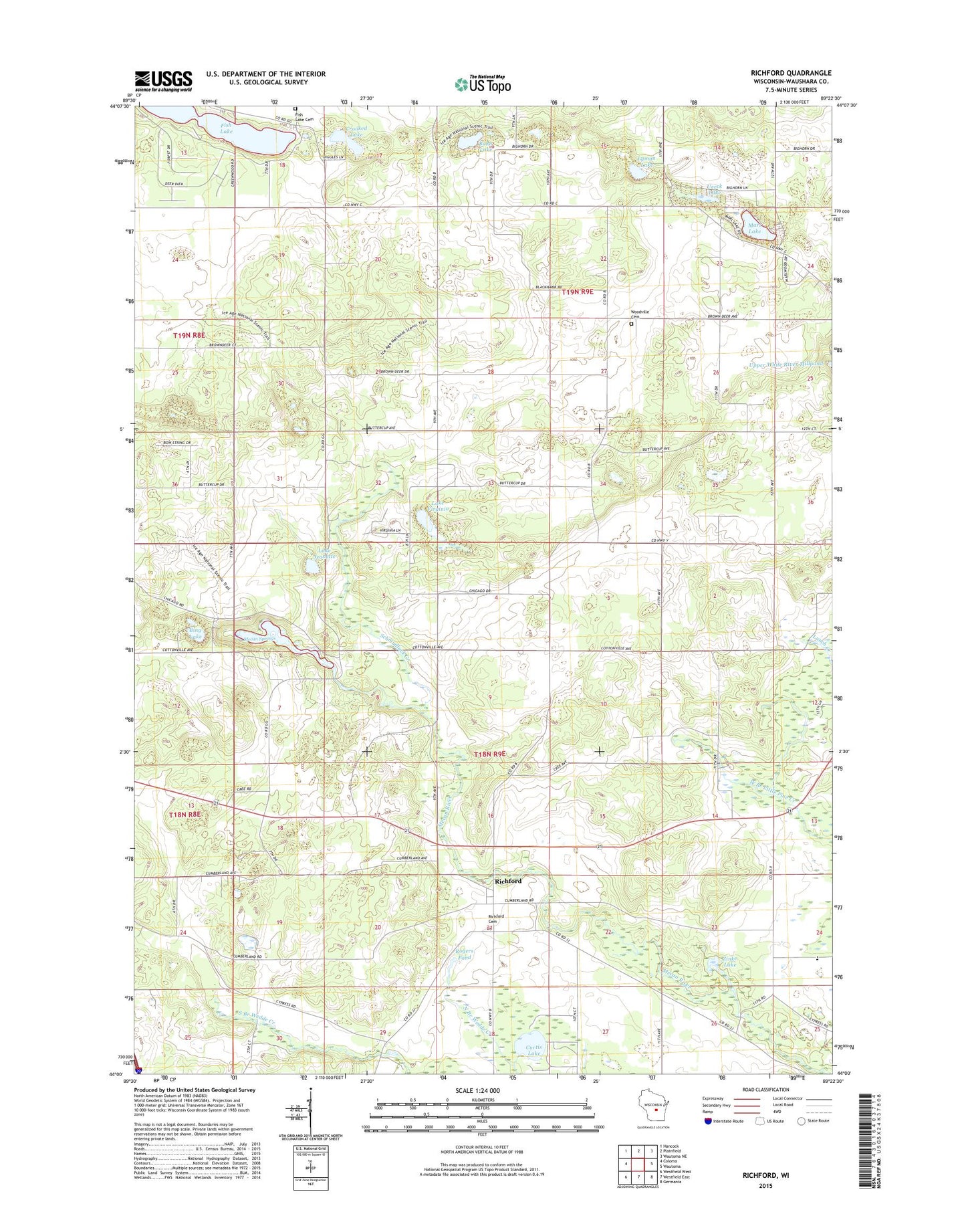 Richford Wisconsin US Topo Map Image