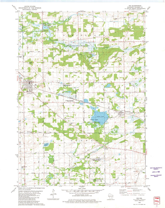 Classic USGS Rio Wisconsin 7.5'x7.5' Topo Map Image