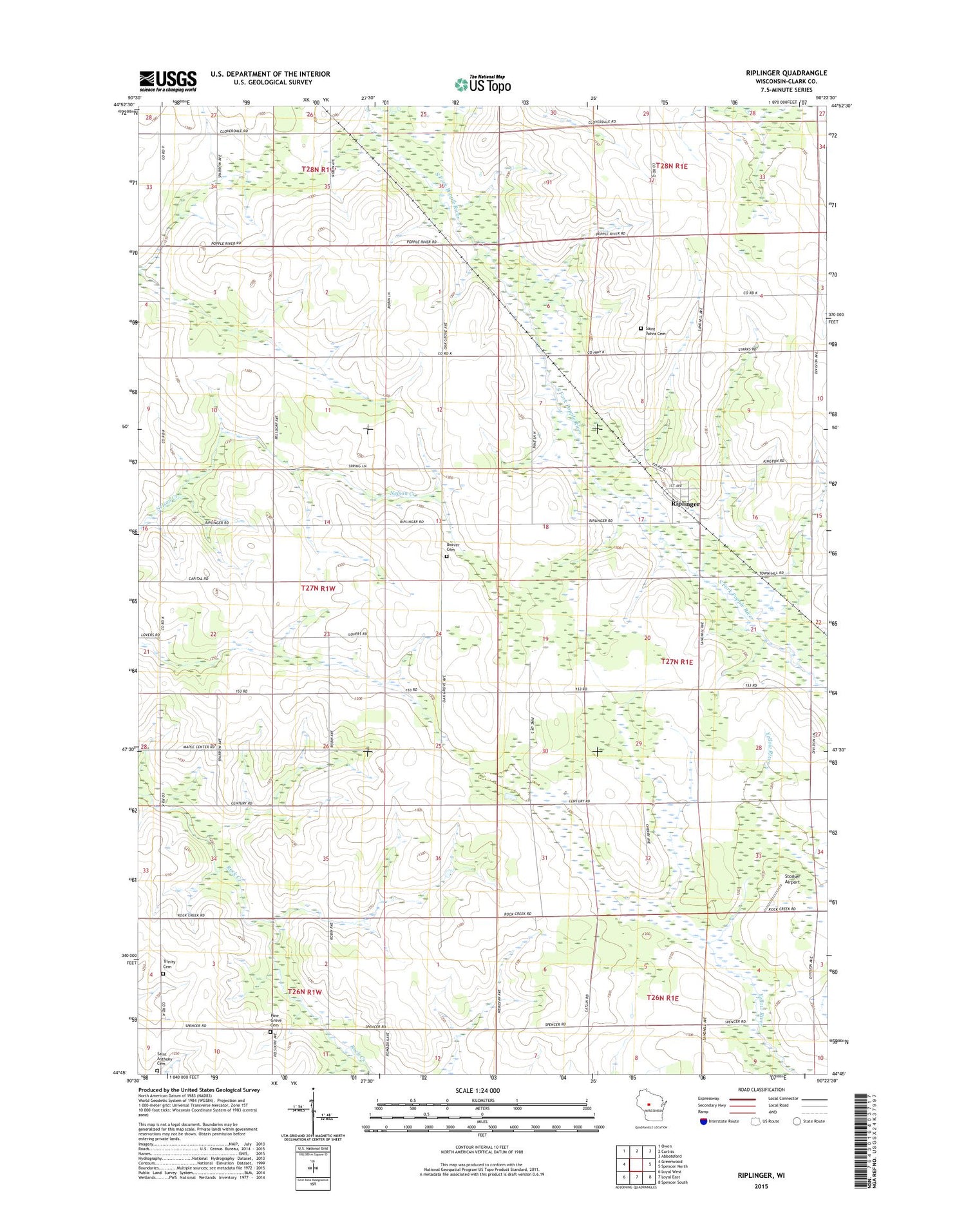 Riplinger Wisconsin US Topo Map Image