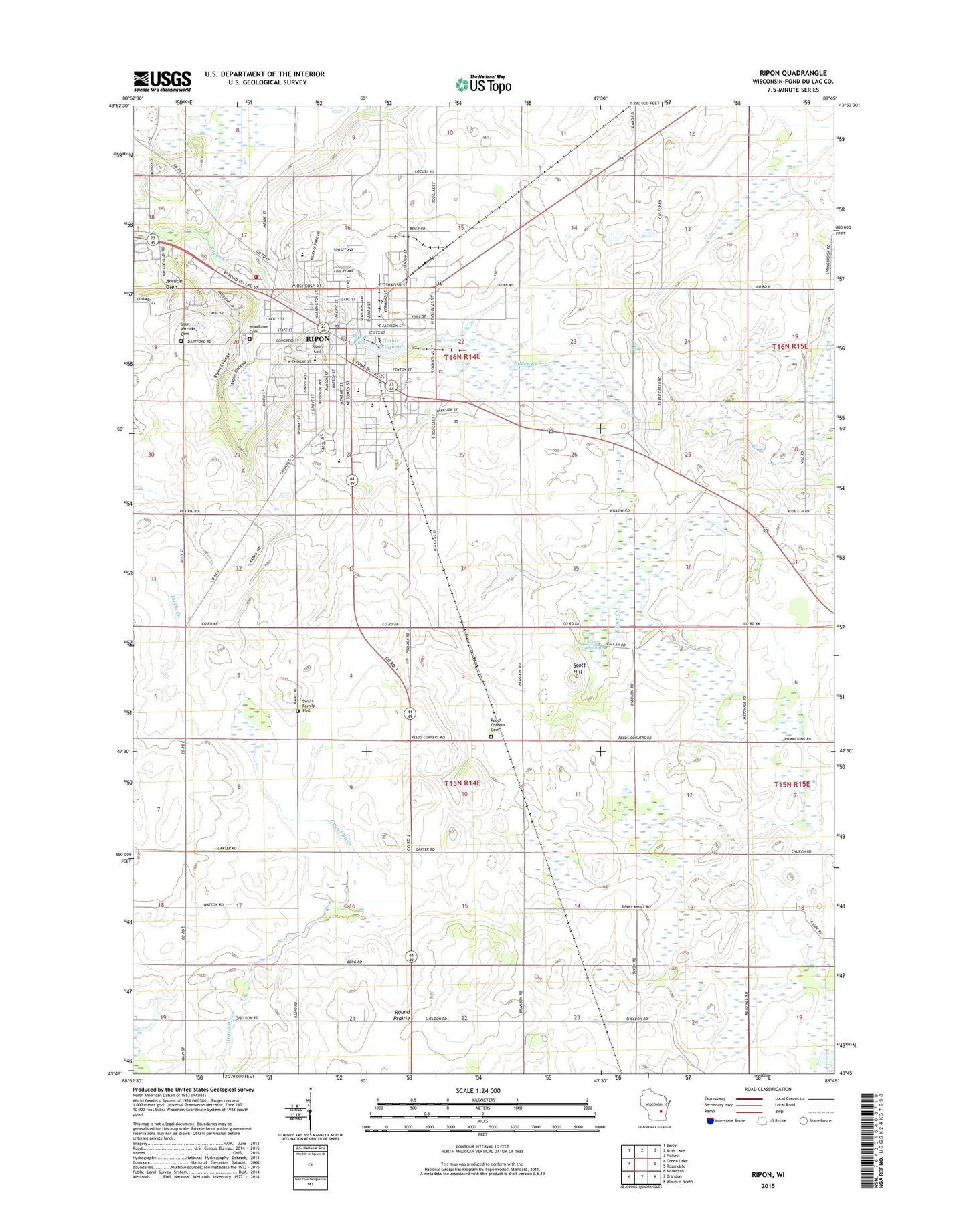 Ripon Wisconsin US Topo Map Image
