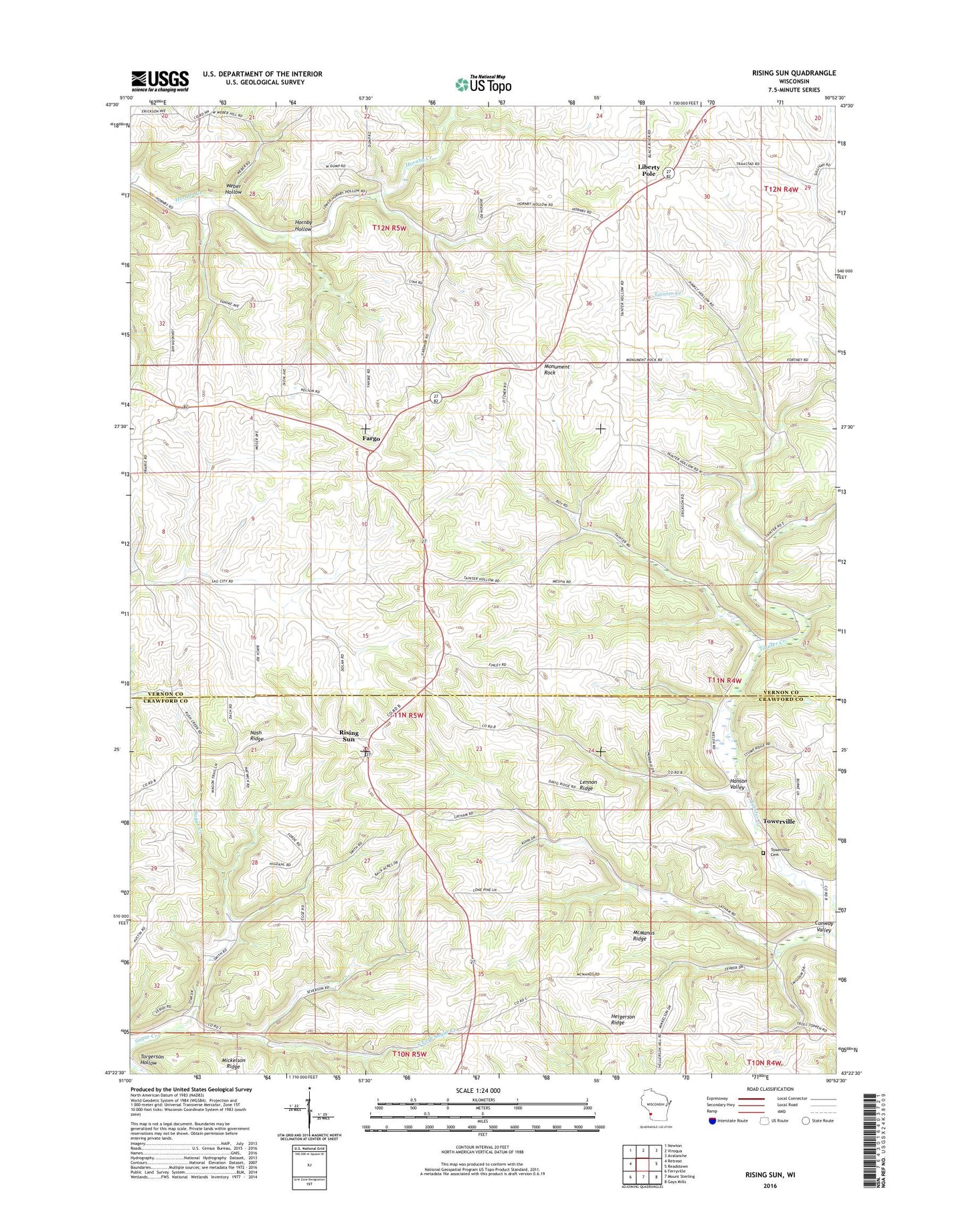 Rising Sun Wisconsin US Topo Map Image