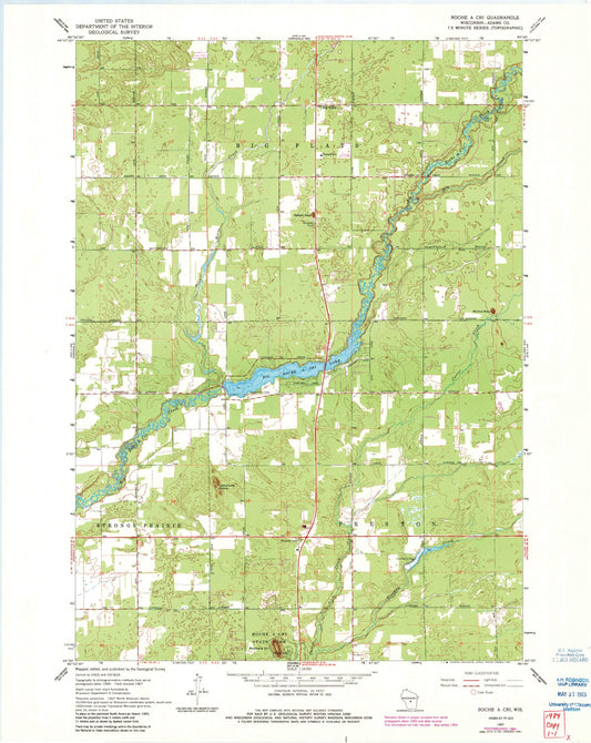Classic USGS Roche A Cri Wisconsin 7.5'x7.5' Topo Map Image