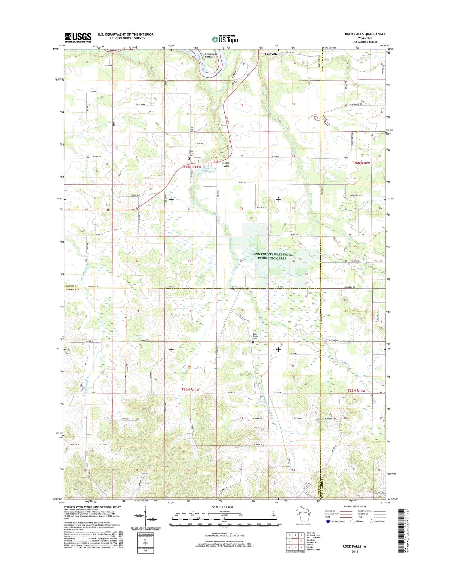 Rock Falls Wisconsin US Topo Map Image