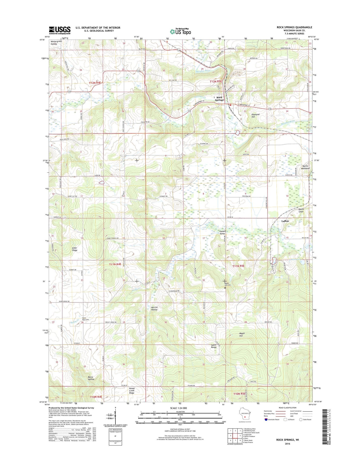Rock Springs Wisconsin US Topo Map Image