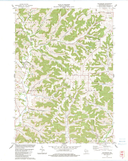 Classic USGS Rockbridge Wisconsin 7.5'x7.5' Topo Map Image