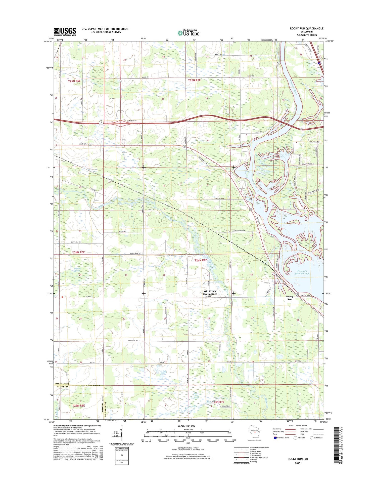 Rocky Run Wisconsin US Topo Map Image