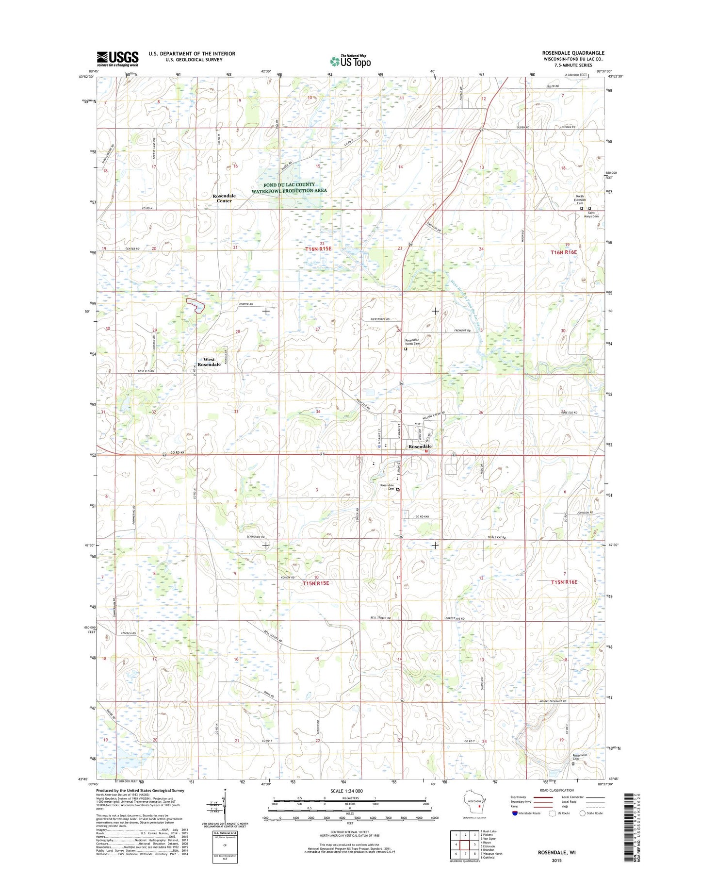 Rosendale Wisconsin US Topo Map Image