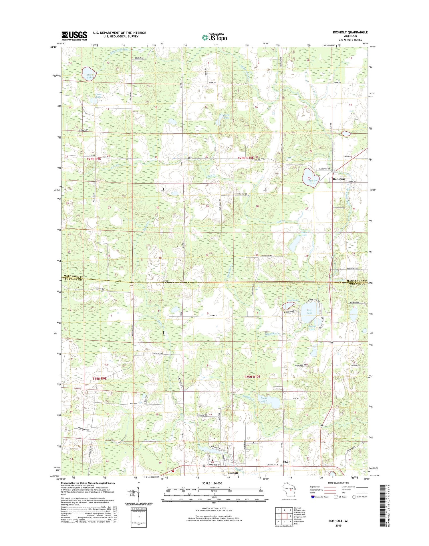 Rosholt Wisconsin US Topo Map Image