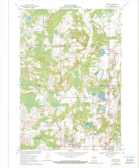 Classic USGS Rosholt Wisconsin 7.5'x7.5' Topo Map Image