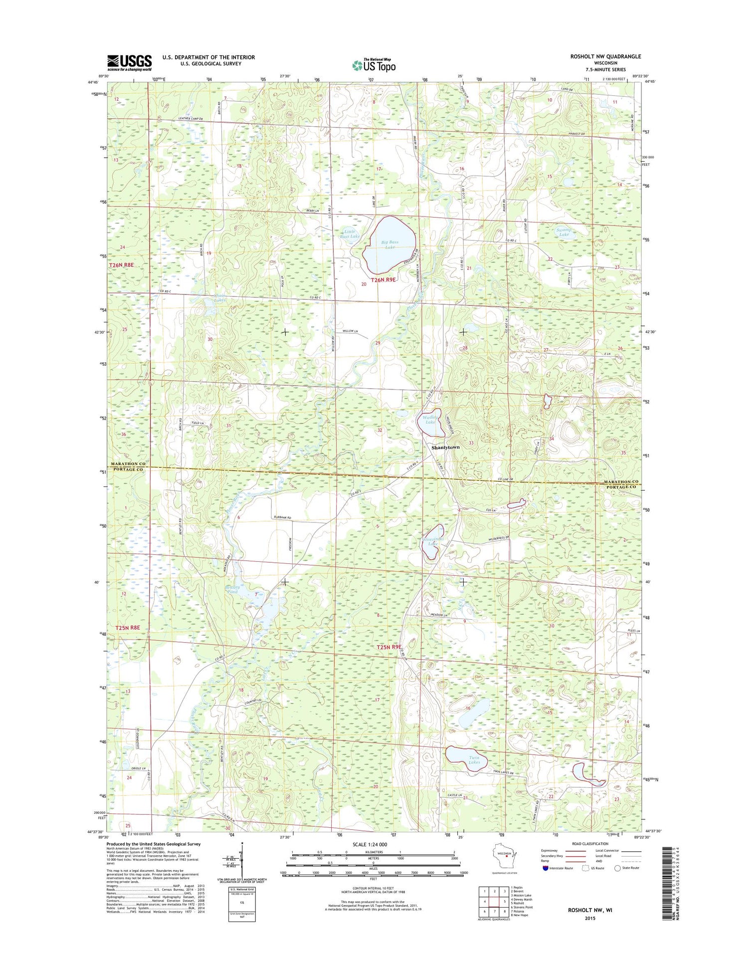 Rosholt NW Wisconsin US Topo Map Image