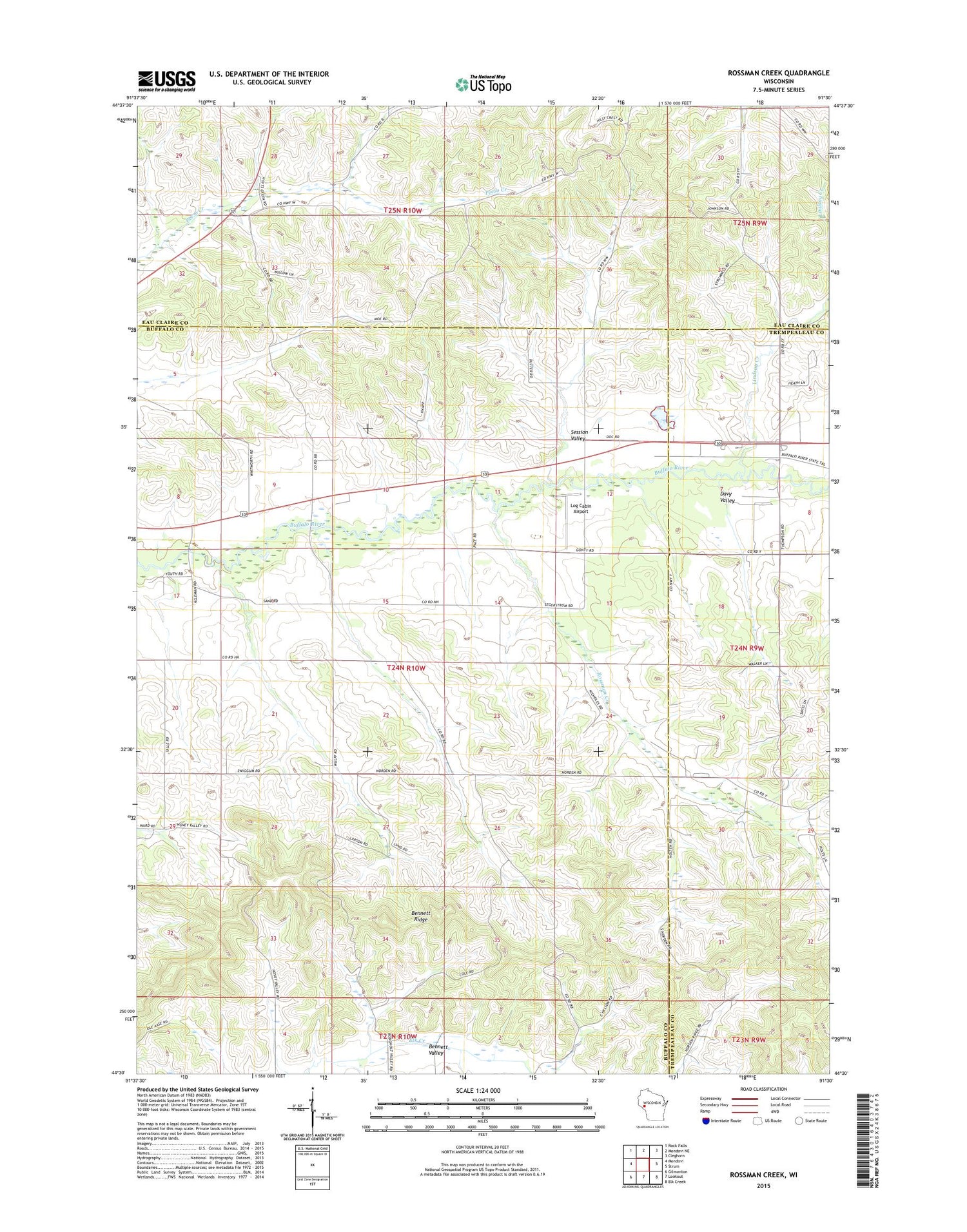 Rossman Creek Wisconsin US Topo Map Image